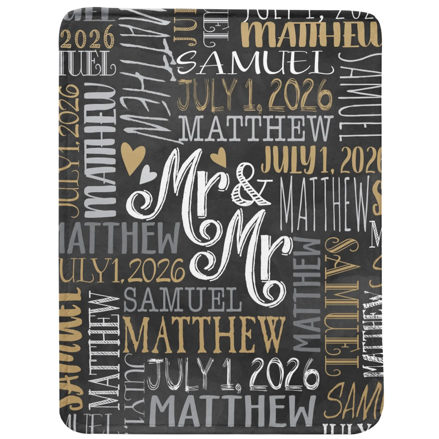 Signature Style Wedding Couple Plush Blanket