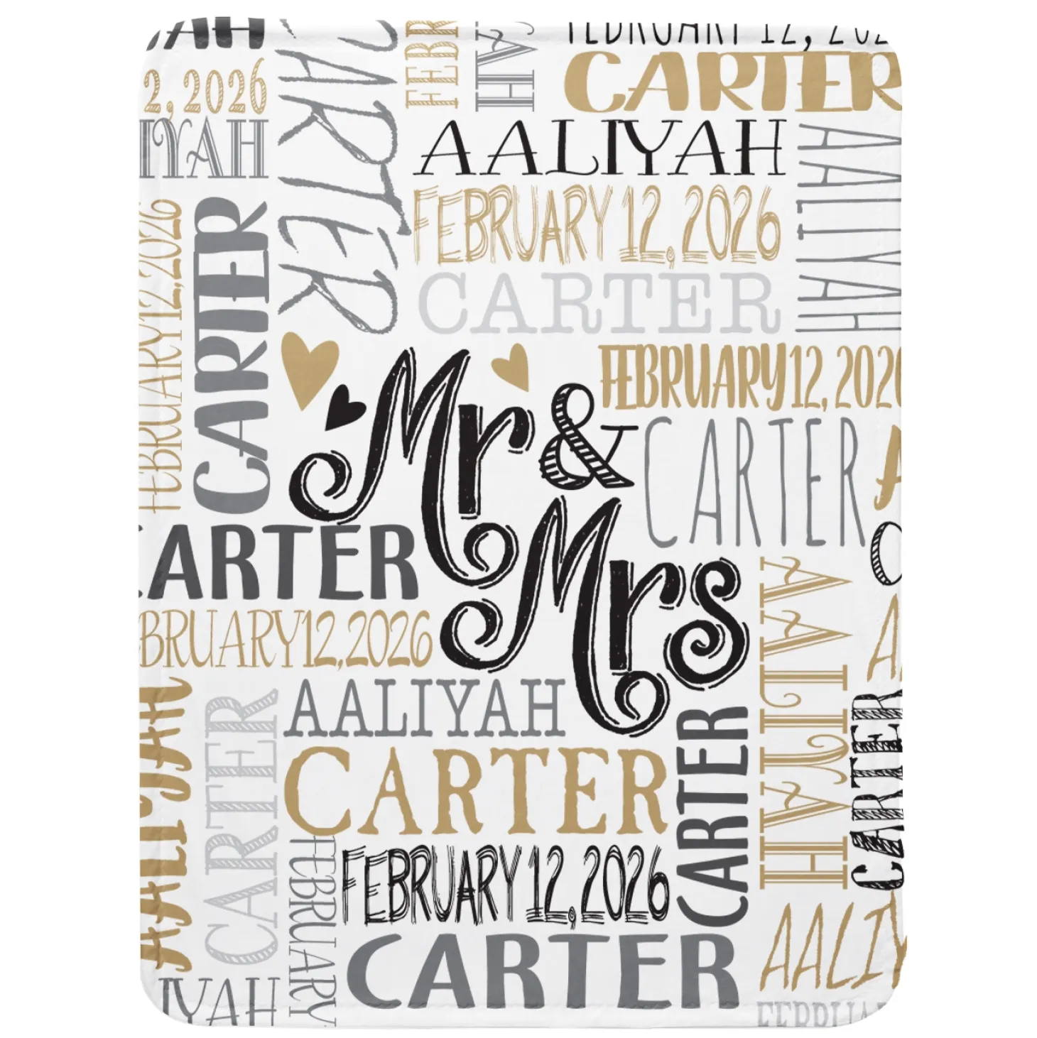 Signature Style Wedding Couple Plush Blanket