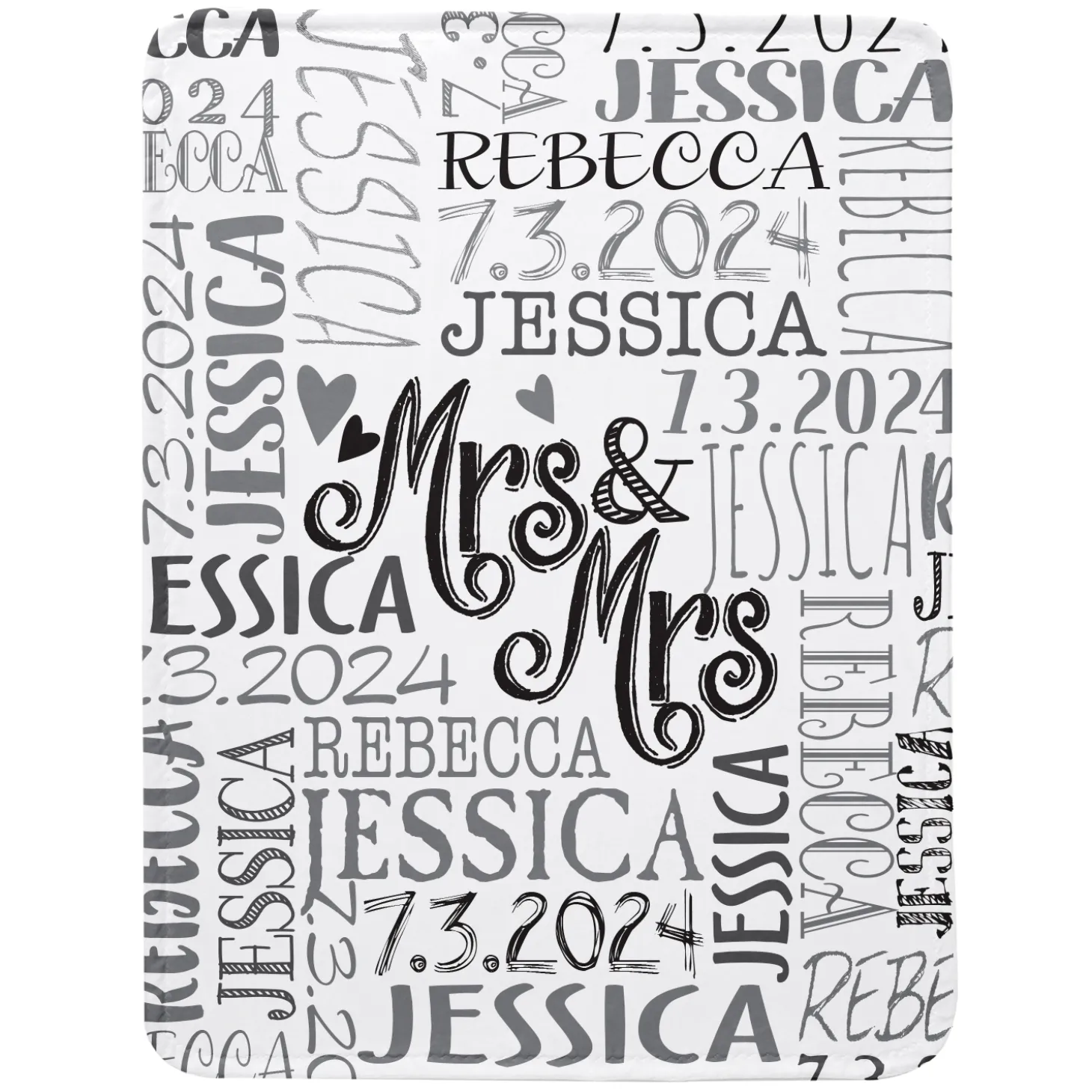 Signature Style Wedding Couple Plush Blanket