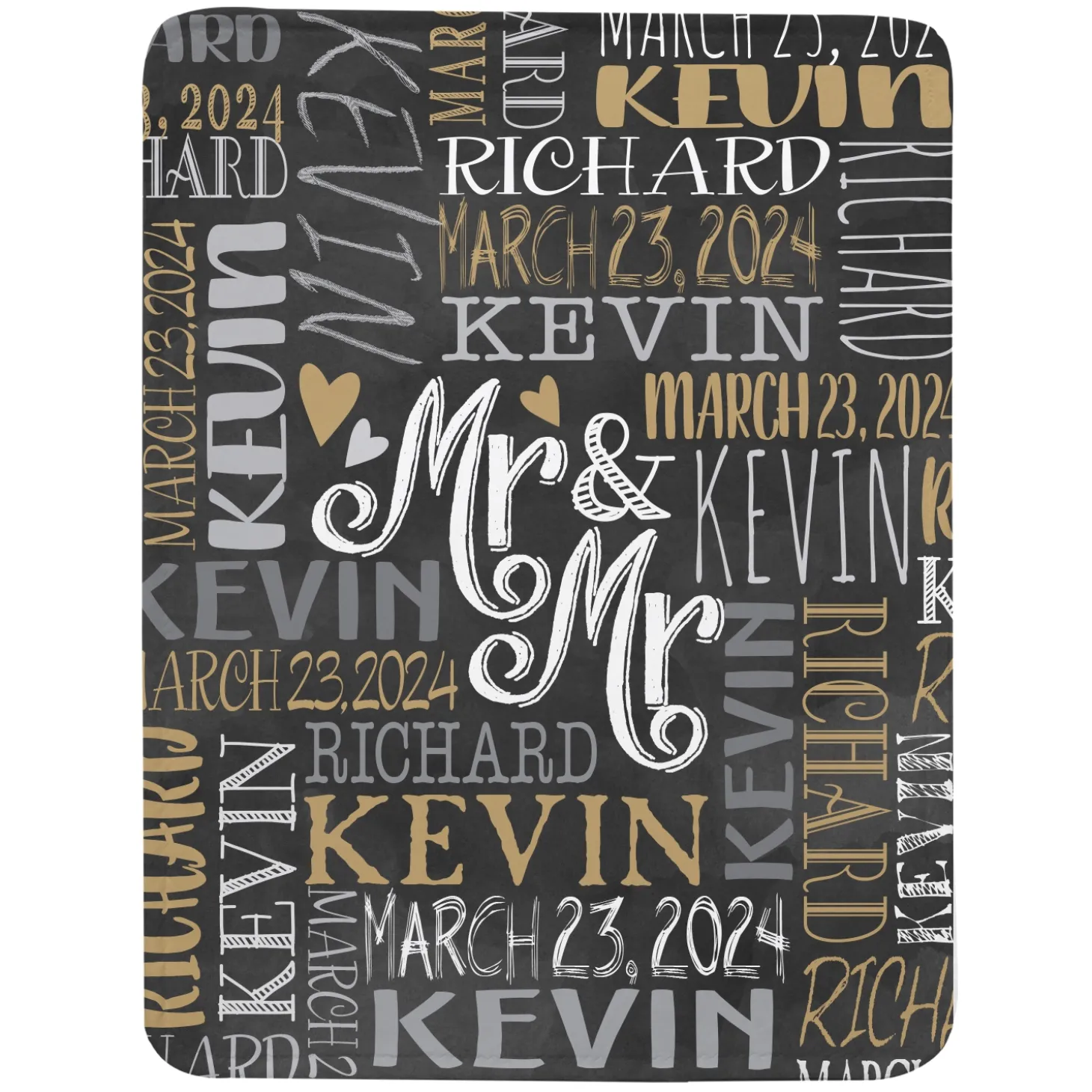 Signature Style Wedding Couple Plush Blanket