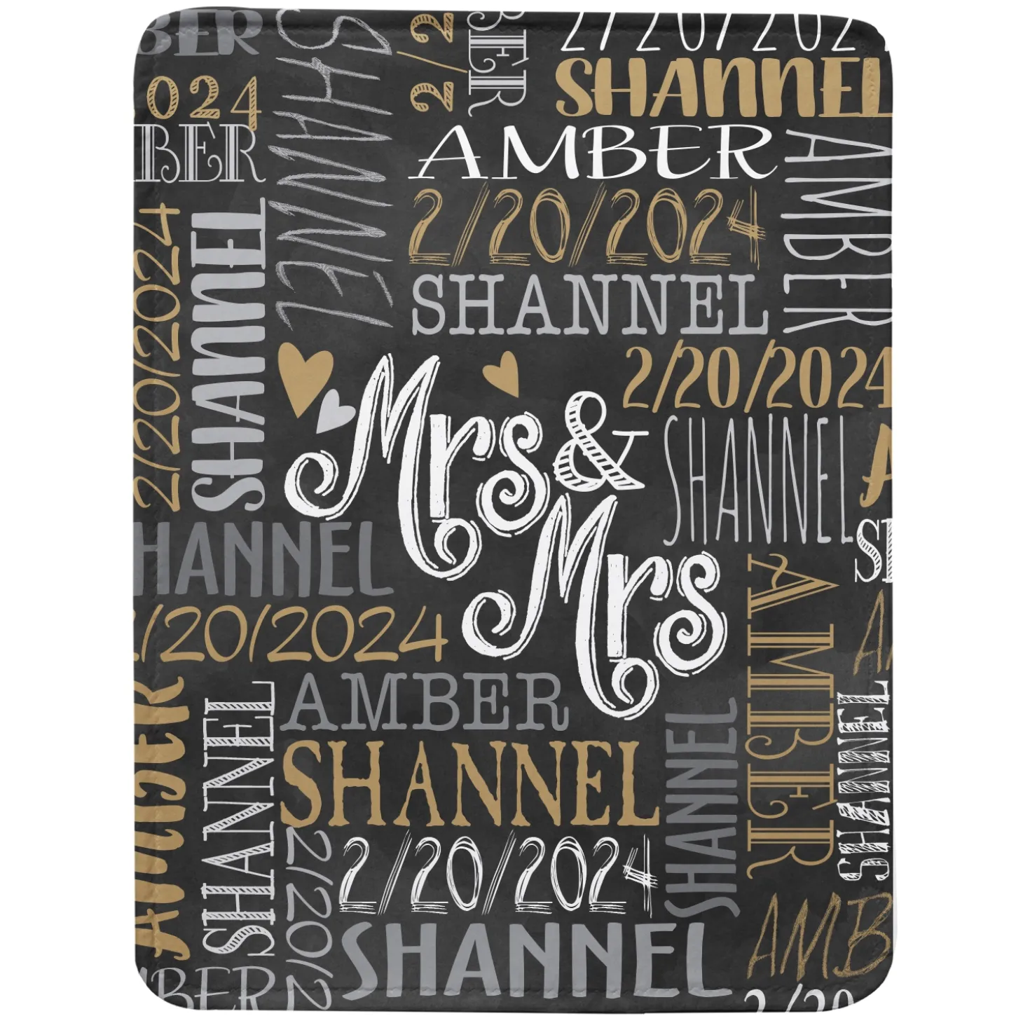 Signature Style Wedding Couple Plush Blanket