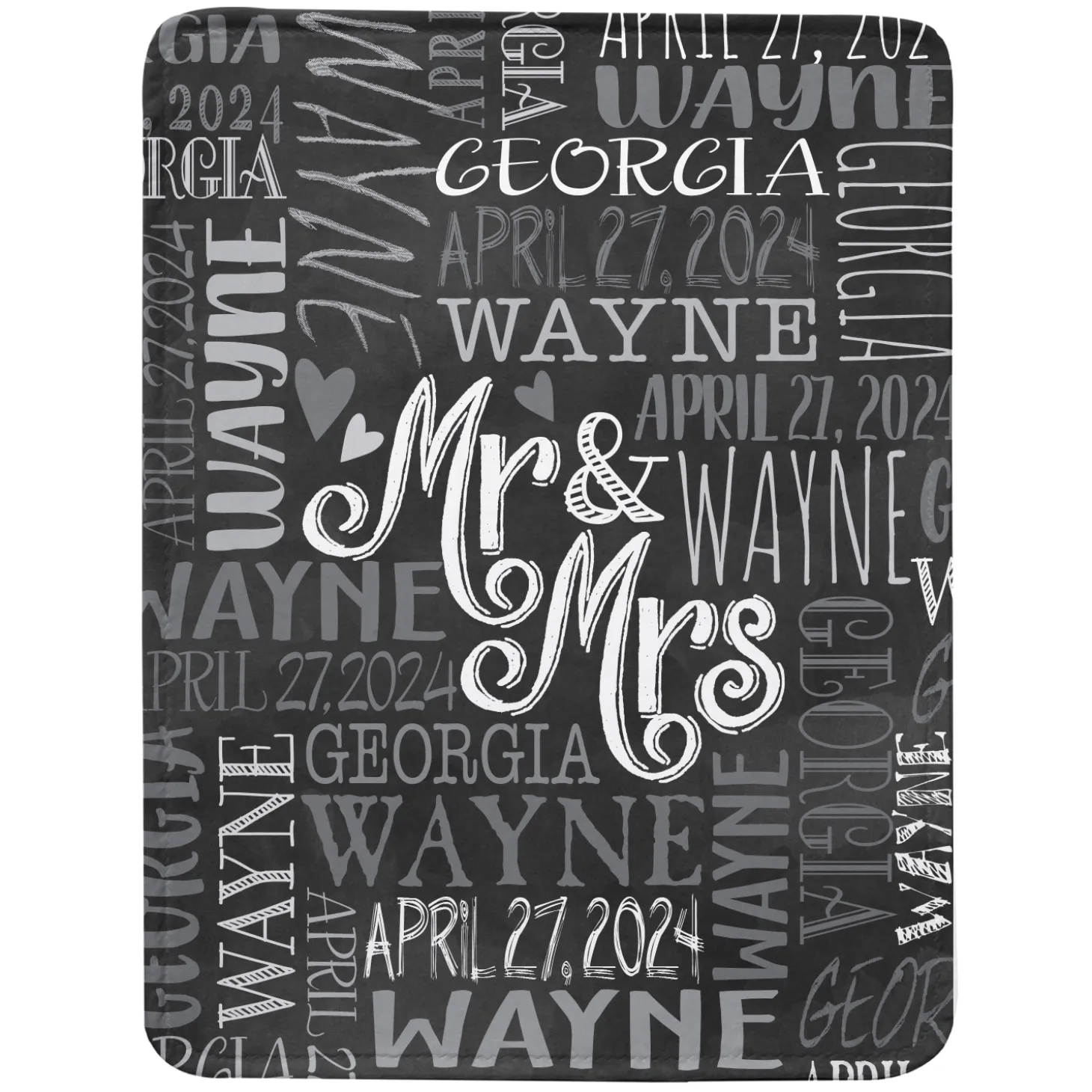 Signature Style Wedding Couple Plush Blanket