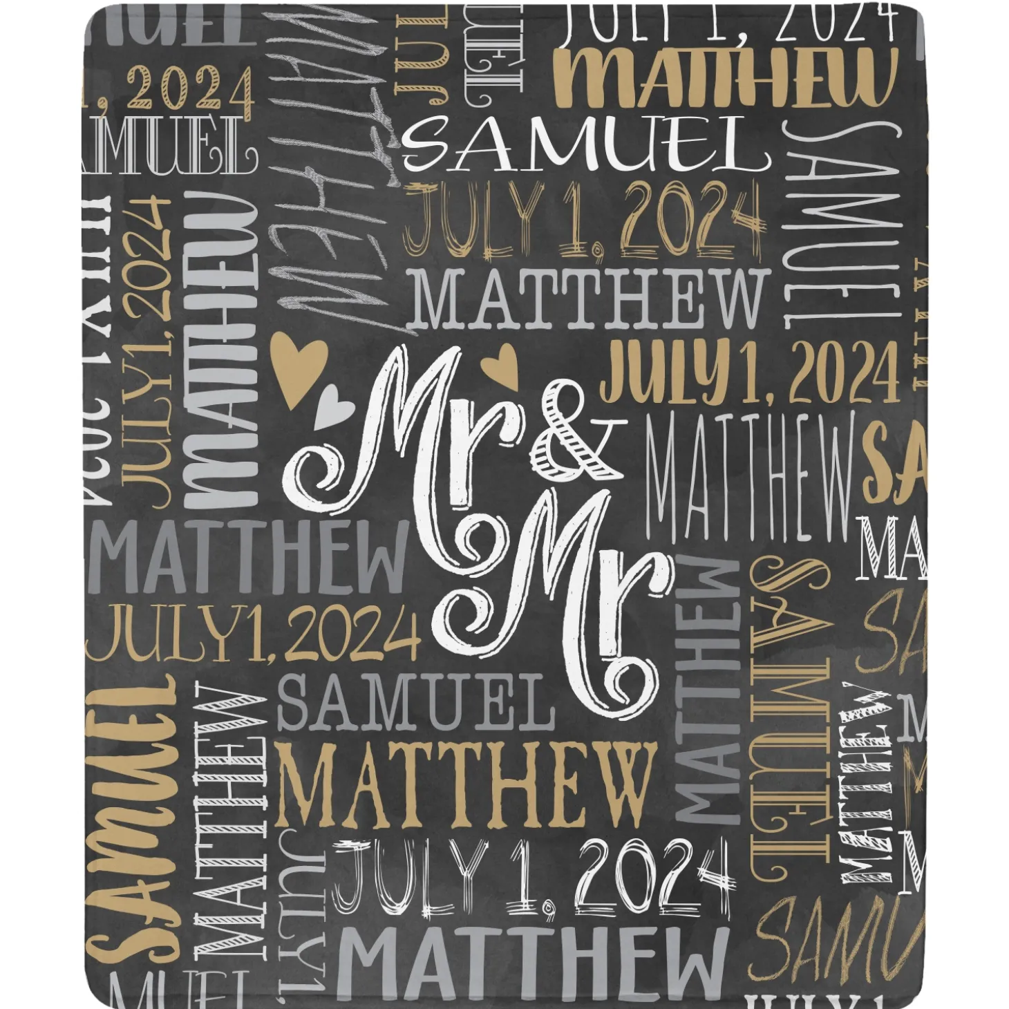 Signature Style Wedding Couple Plush Blanket