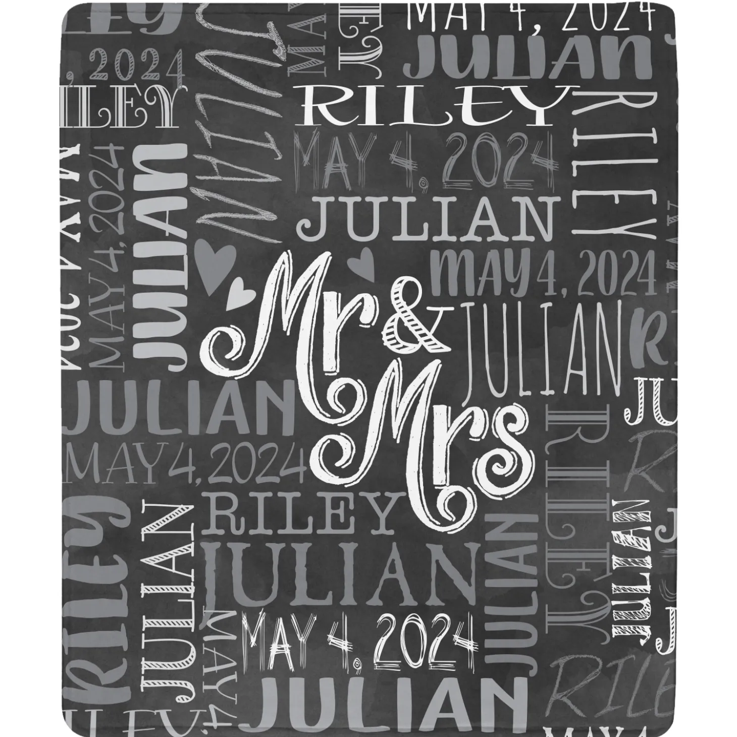 Signature Style Wedding Couple Plush Blanket