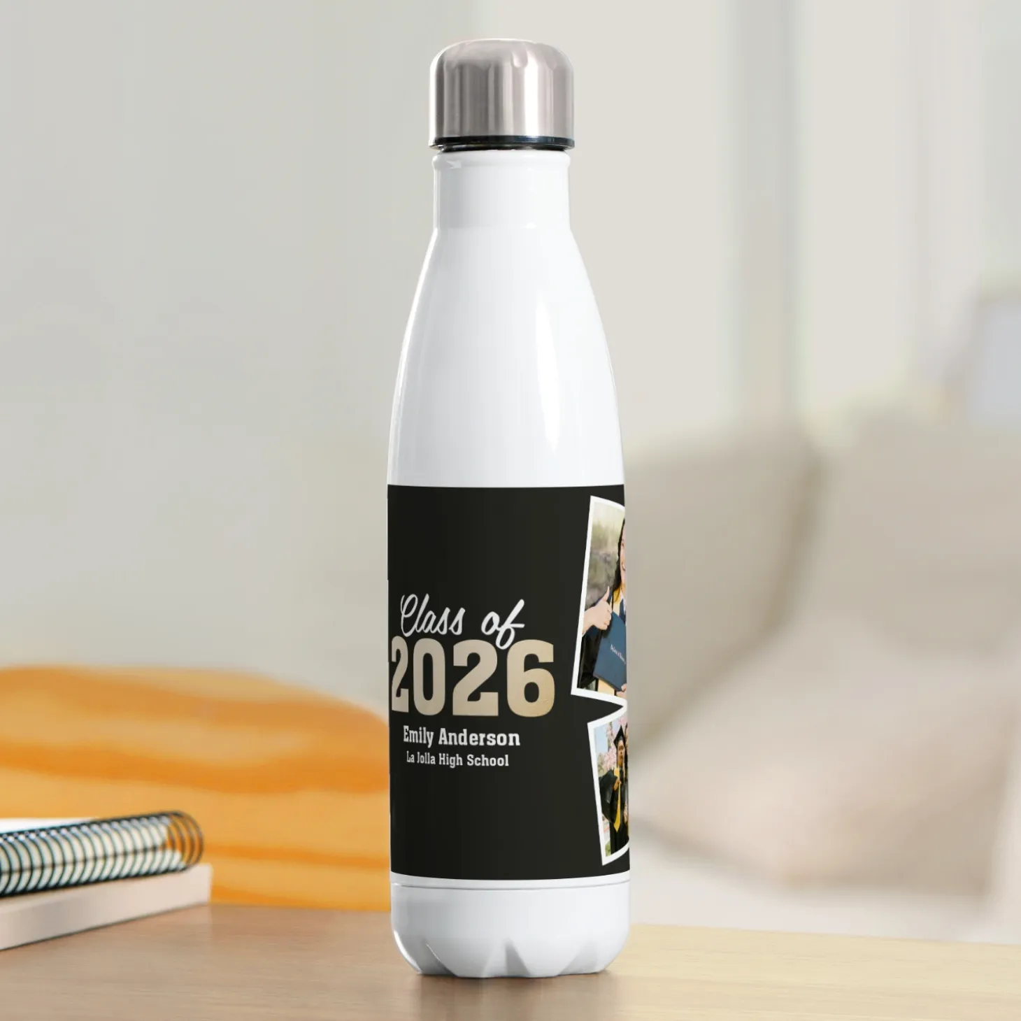 Snapshot Year Graduation Photo 17oz. Stainless Steel Water Bottle