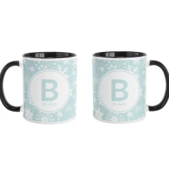 Snowflake Circle Initial Mug