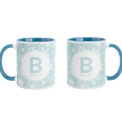 Snowflake Circle Initial Mug