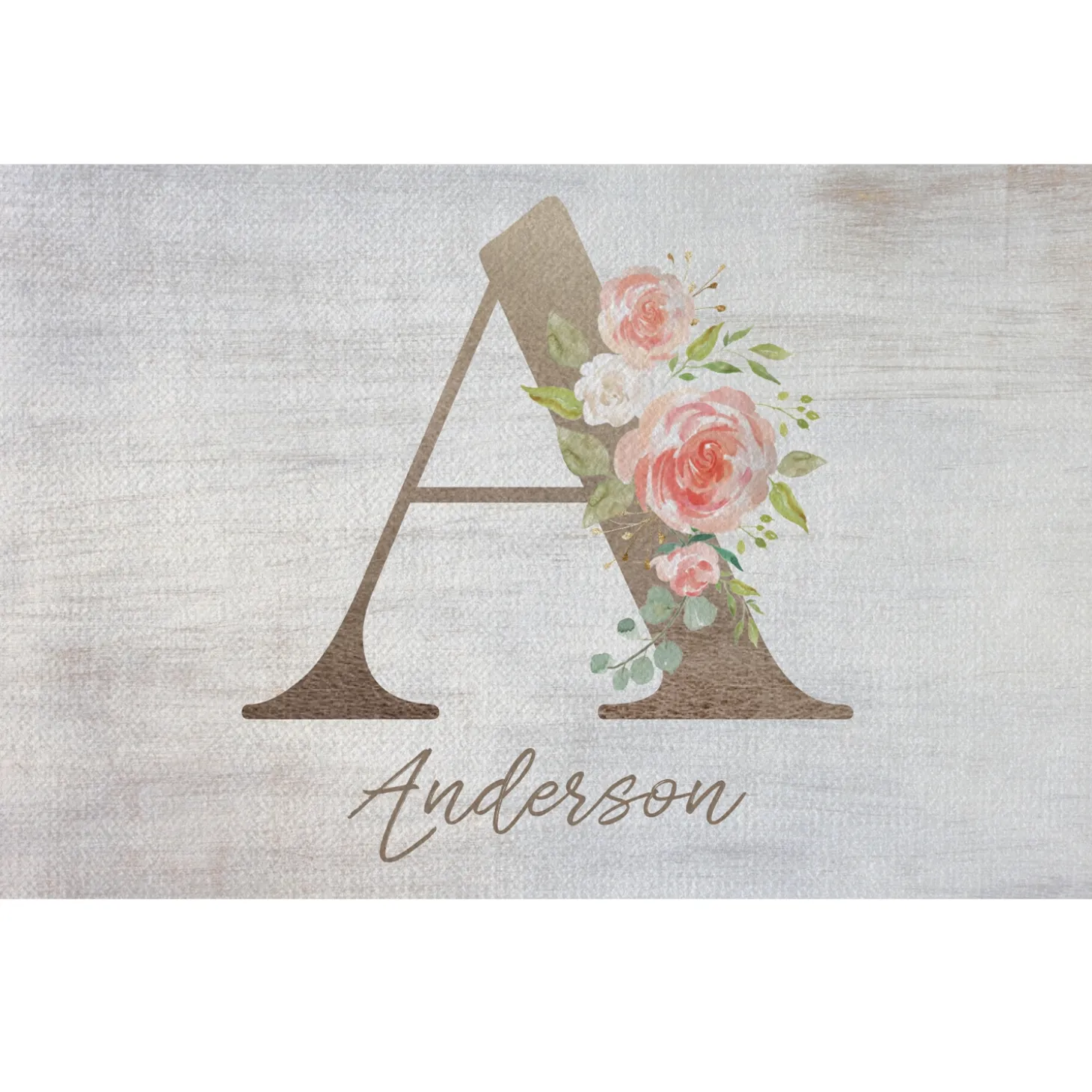 Sophisticated Floral Family Name Doormat