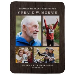 Stamped On Wood Memorial Photo Plush Blanket