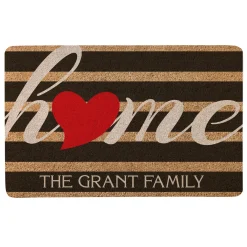 Striped Heart Home Doormat