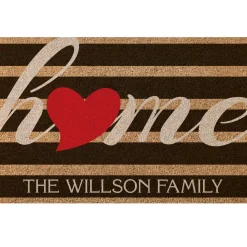 Striped Heart Home Doormat