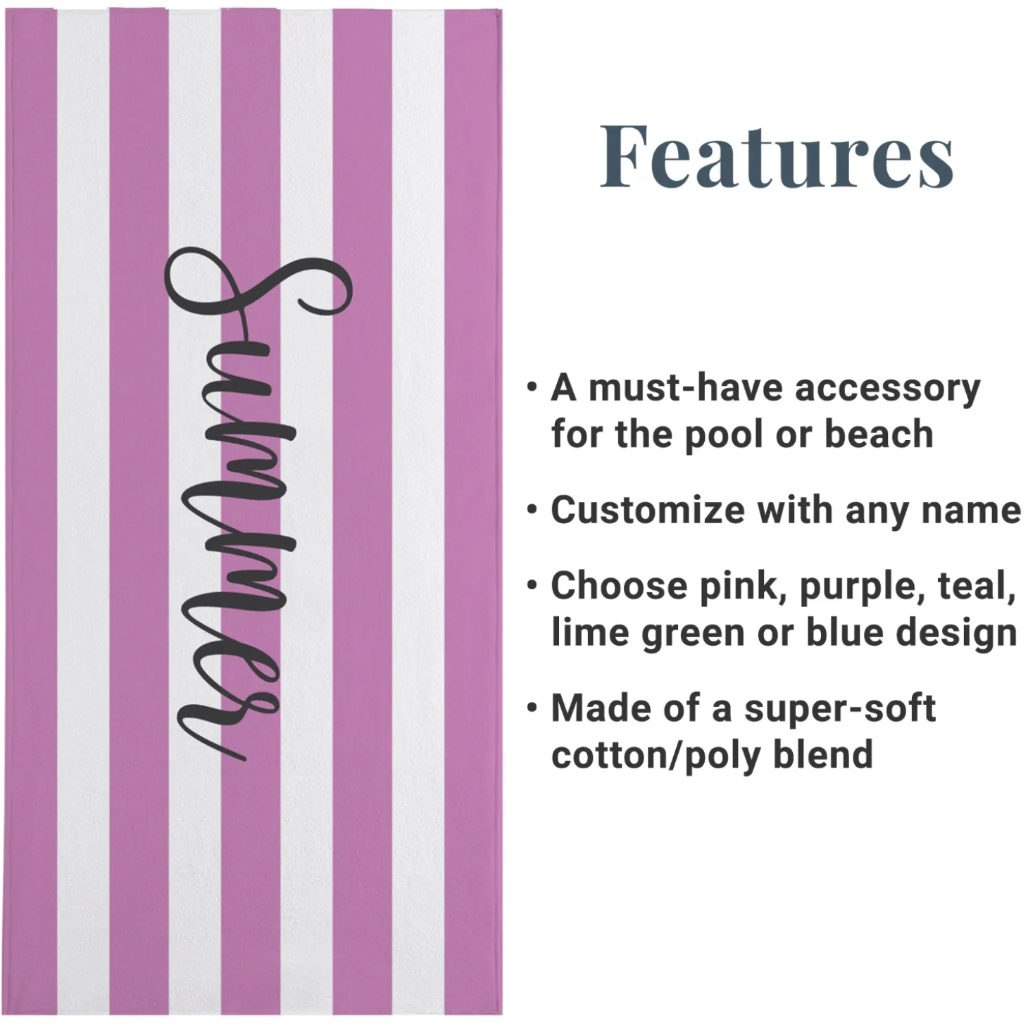 Striped Name Beach Towel