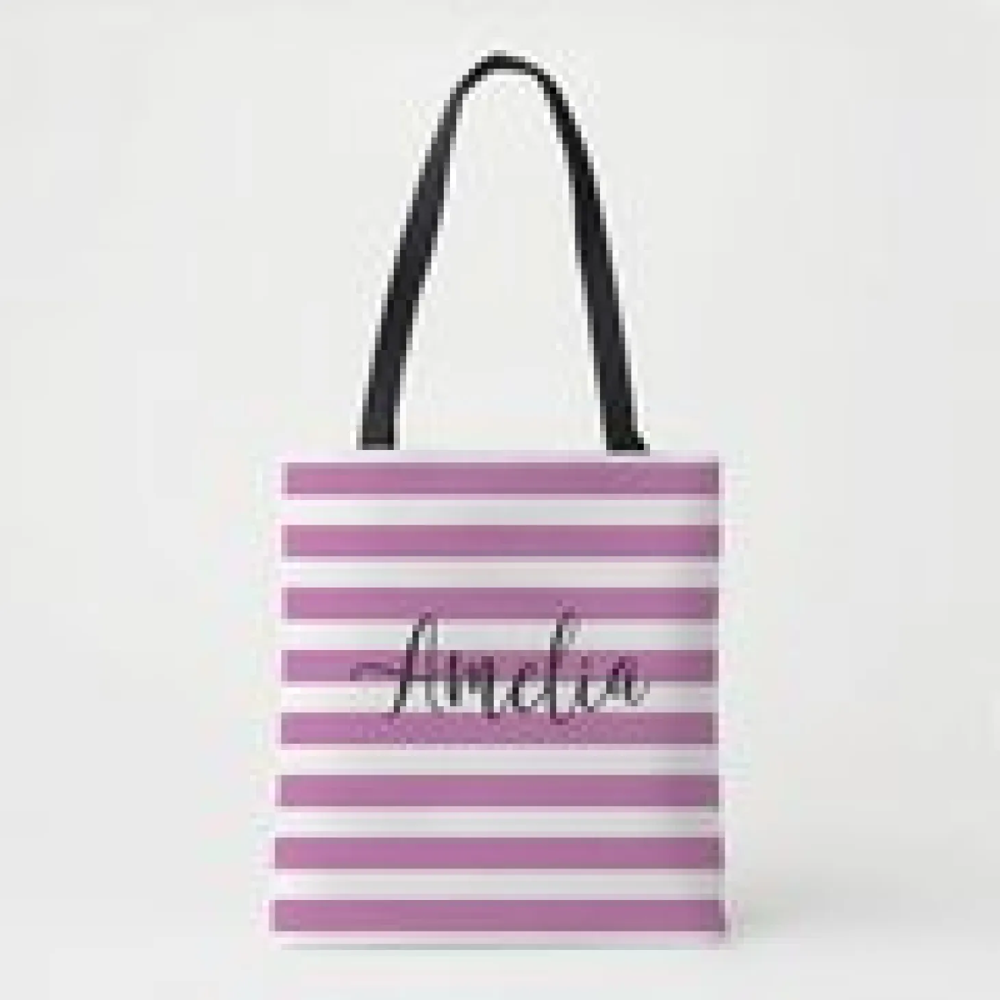 Striped Name Tote Bag