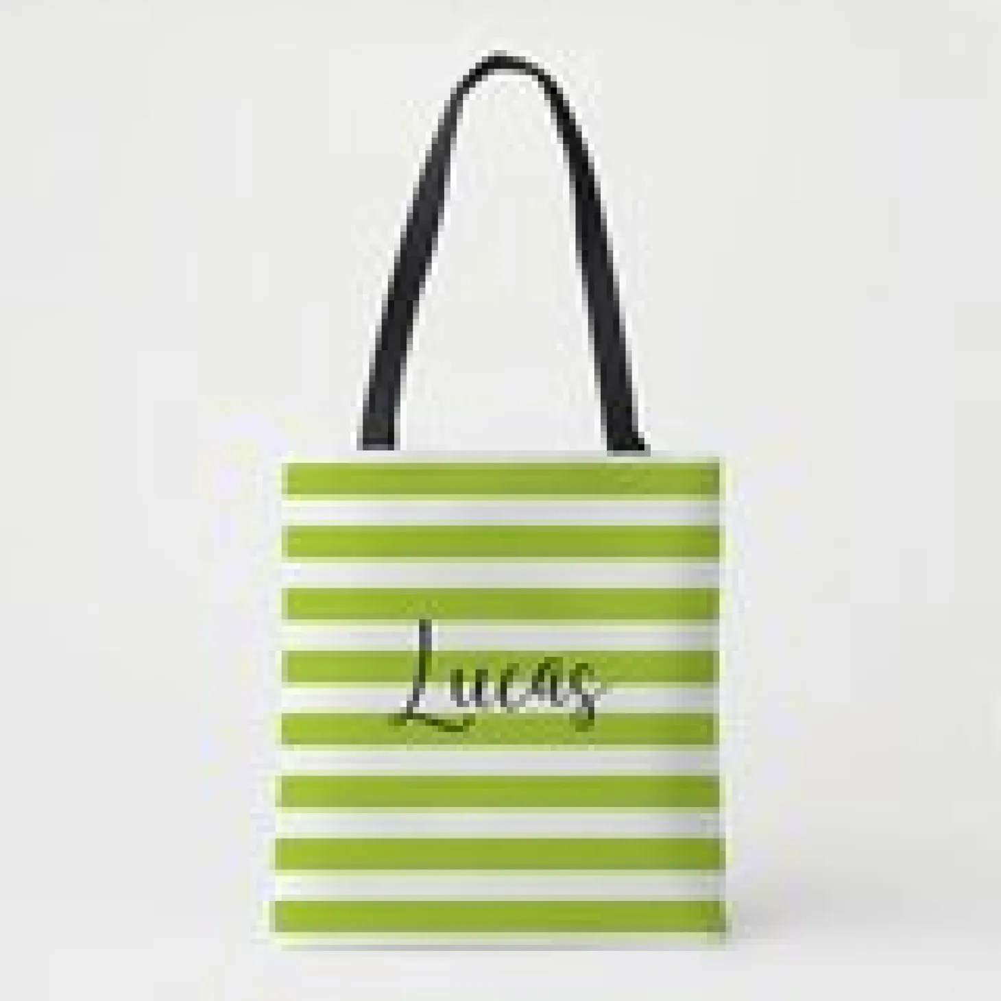 Striped Name Tote Bag