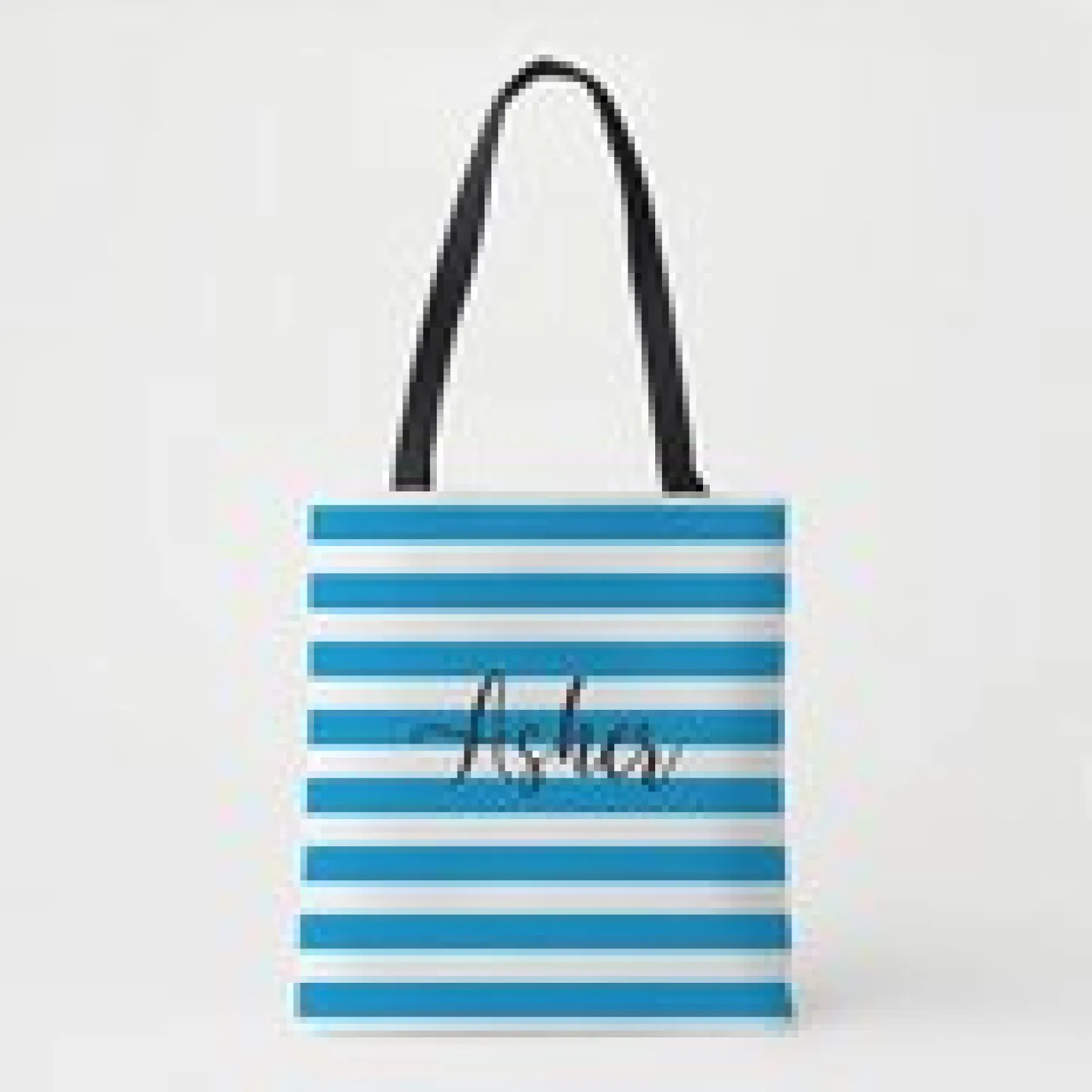 Striped Name Tote Bag