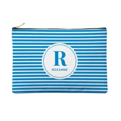Striped Name Zipper Pouch