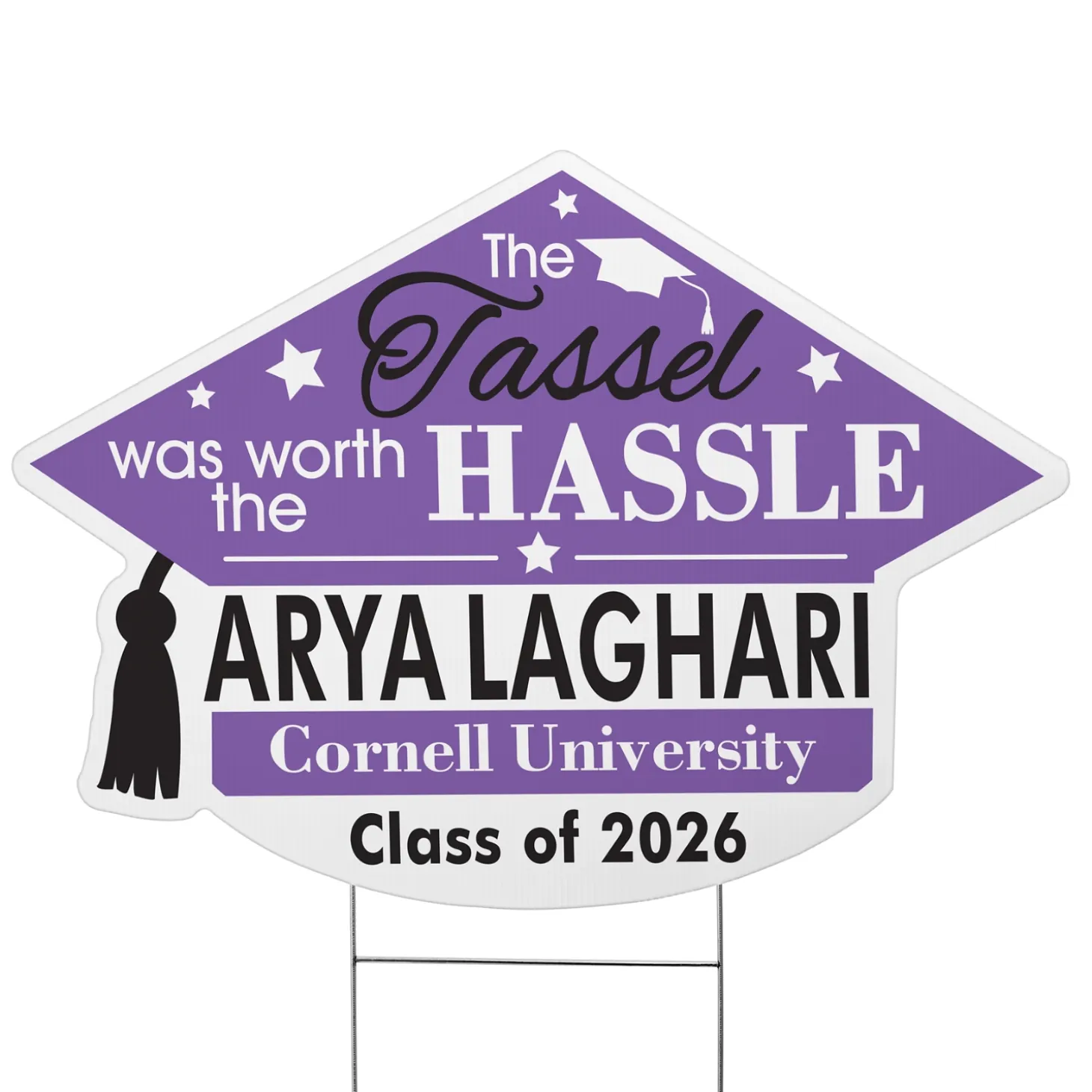 Tassel Was Worth The Hassle Graduation Cap Yard Sign