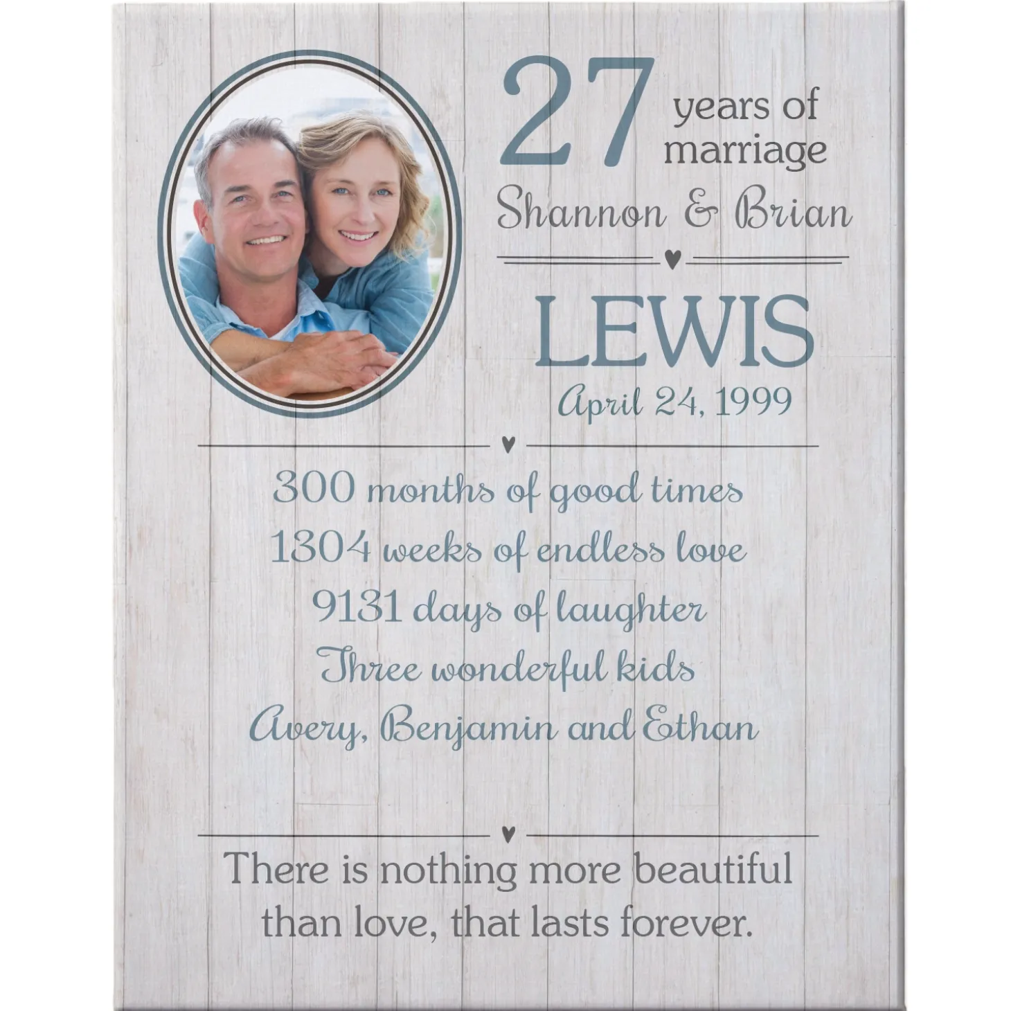 Time Spent Together Anniversary Photo Canvas