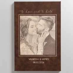 To Have and To Hold Photo Engraved Leather Wall Art