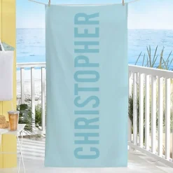 Tonal Bold Name Beach Towel