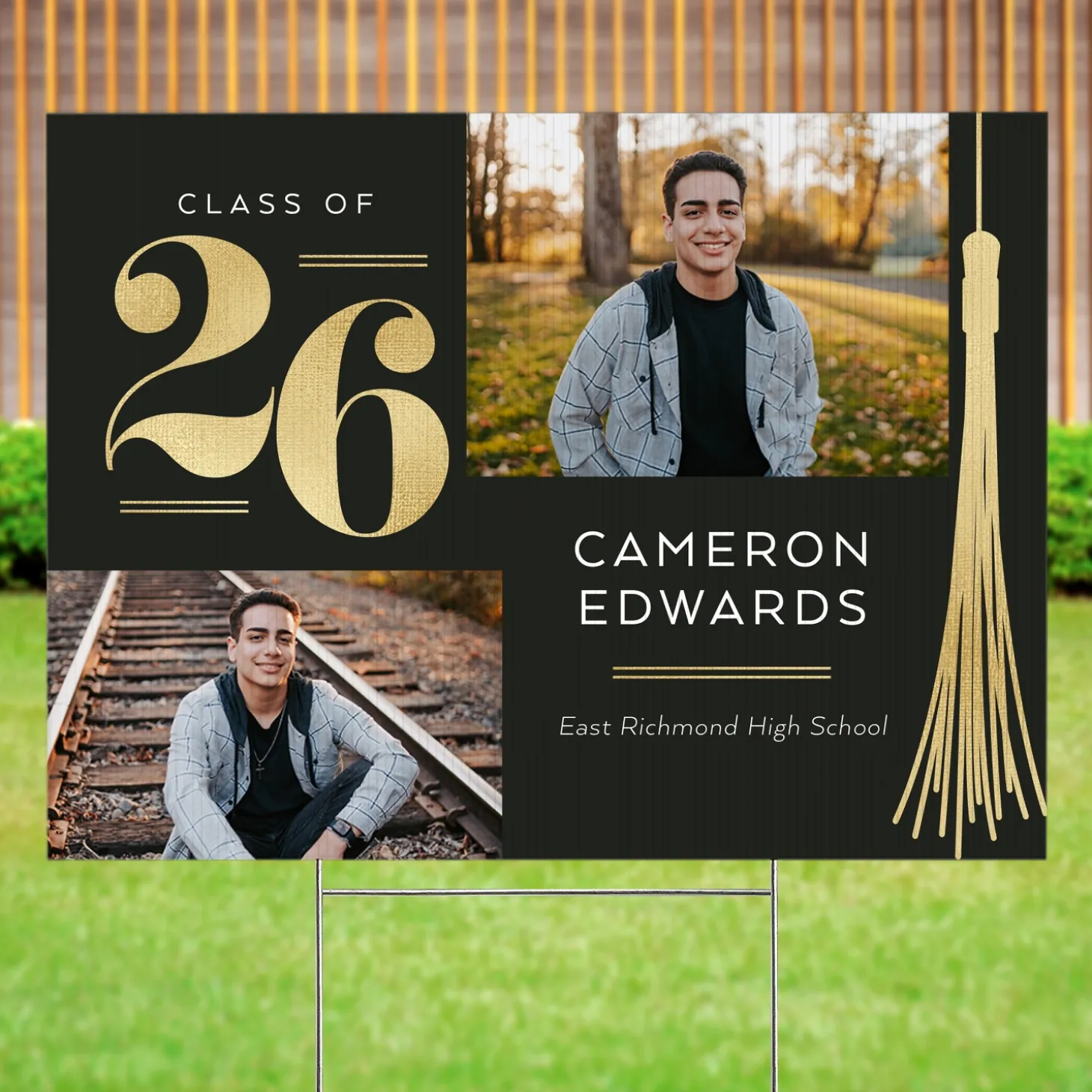 Triumphant Tassel Graduation Photo Yard Sign