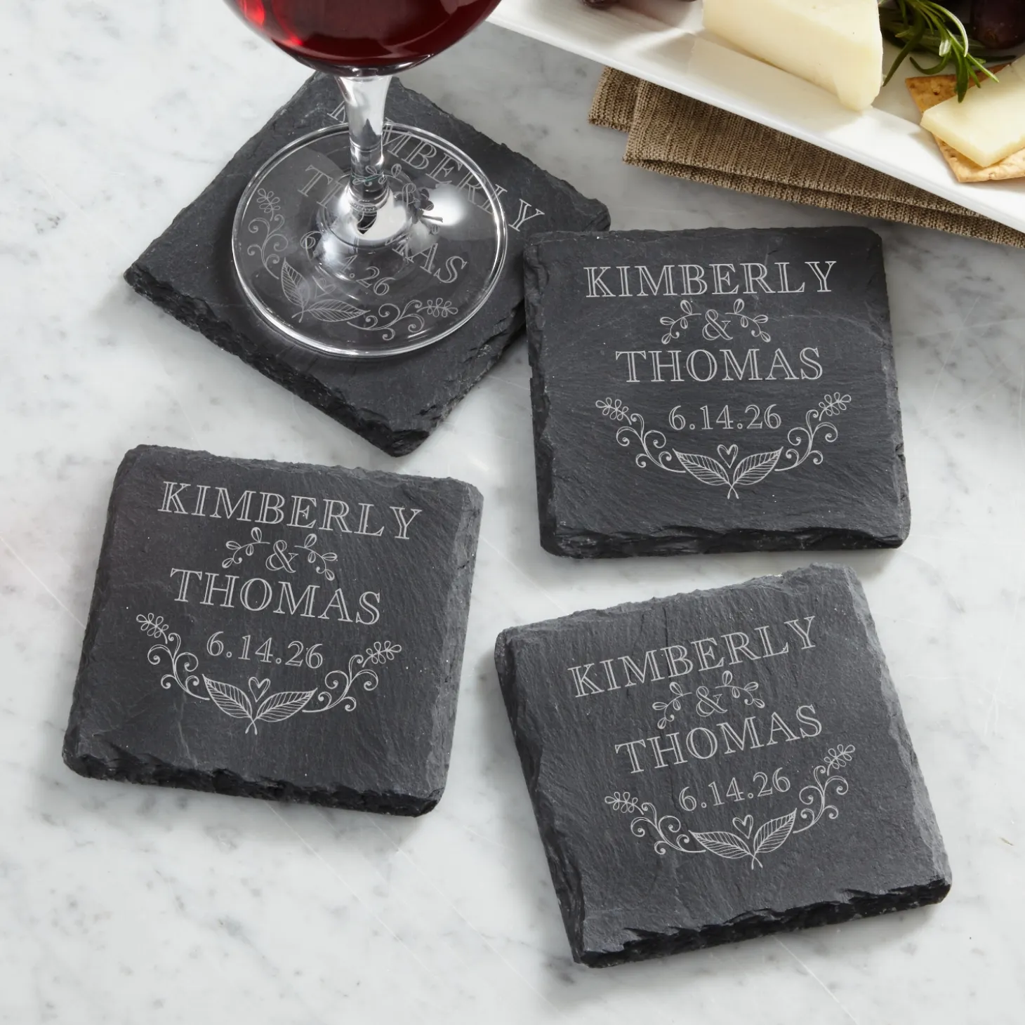 True Love Heart Slate Coasters