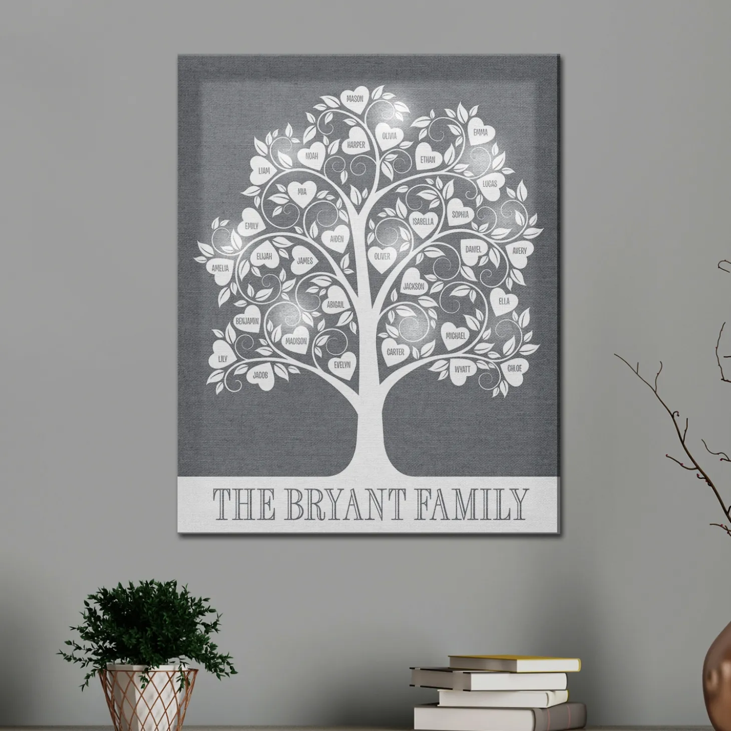 TwinkleBright® LED Hearts Family Tree Canvas