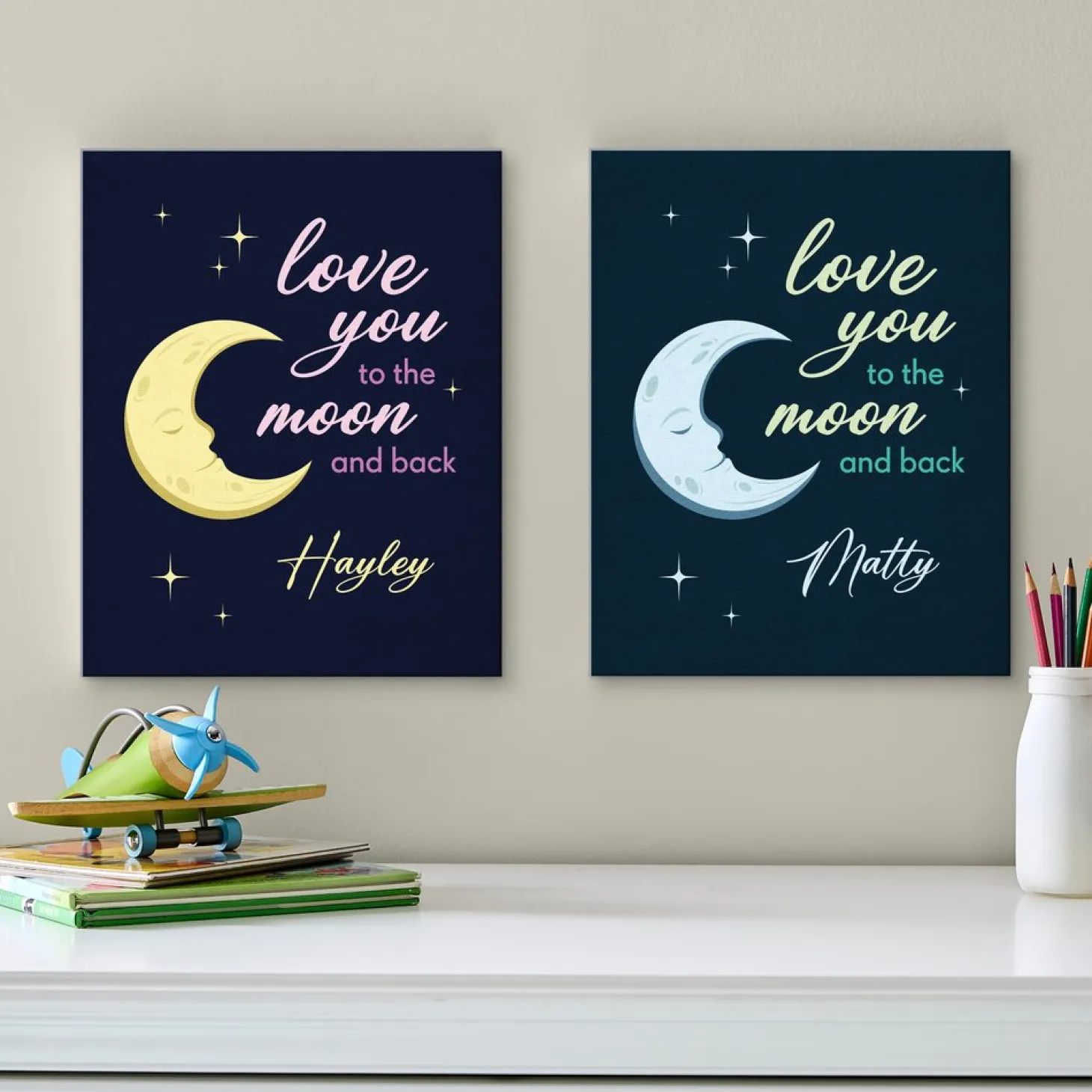 TwinkleBright® LED Moon and Back Canvas