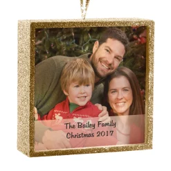 TwinkleBright® LED Photo with Message Gold Ornament
