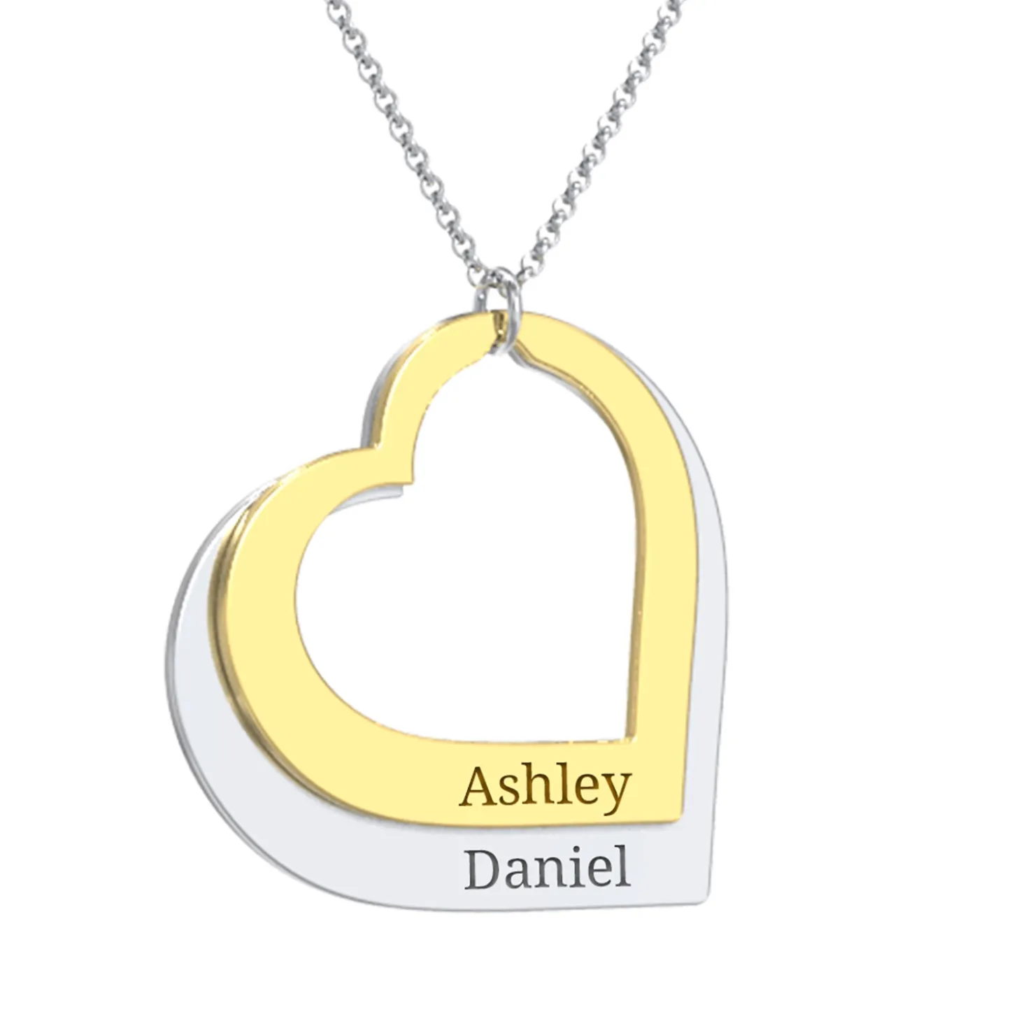 Two Hearts As One Name Necklace
