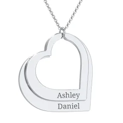 Two Hearts As One Name Necklace