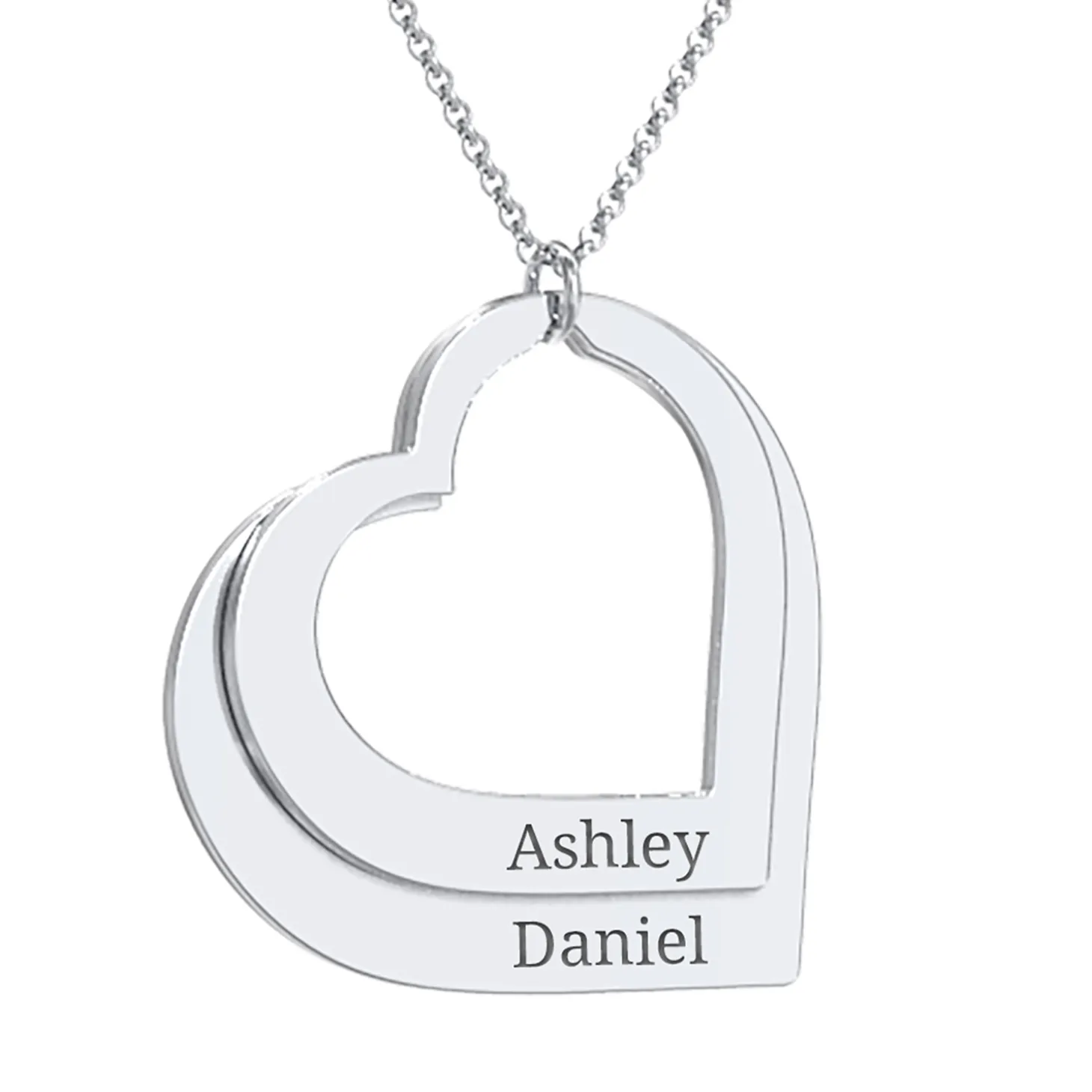 Two Hearts As One Name Necklace