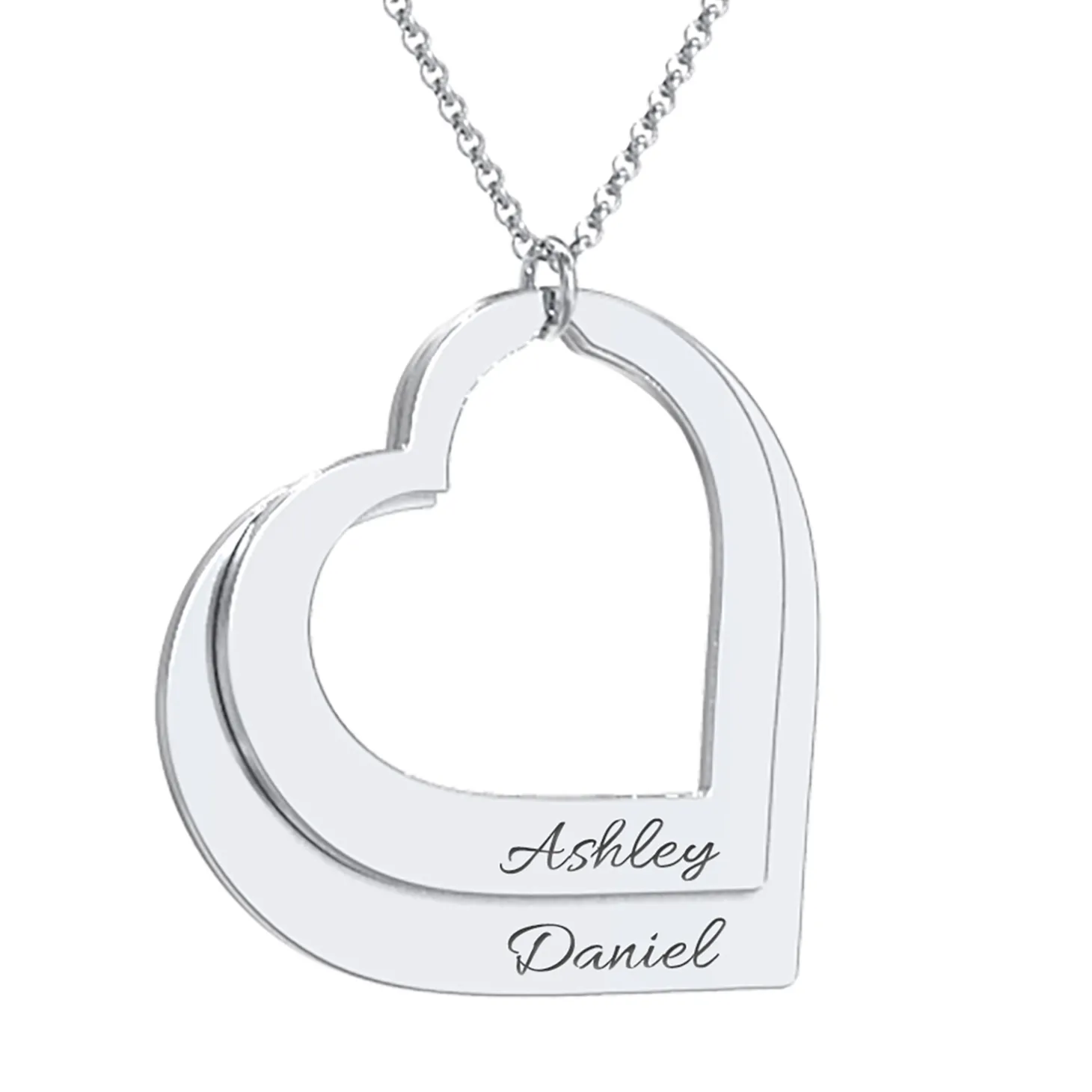Two Hearts As One Name Necklace