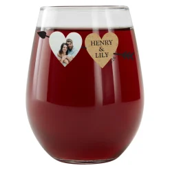 Two Hearts One Love Photo Wine Glasses