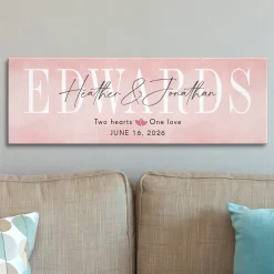 Two Hearts United in Love Watercolor Canvas