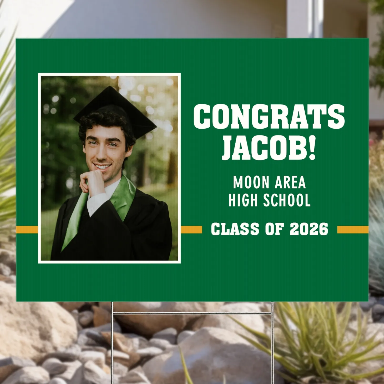 Varsity Stripe Graduation Photo Yard Sign