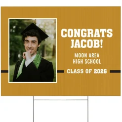 Varsity Stripe Graduation Photo Yard Sign