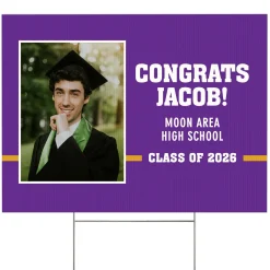 Varsity Stripe Graduation Photo Yard Sign