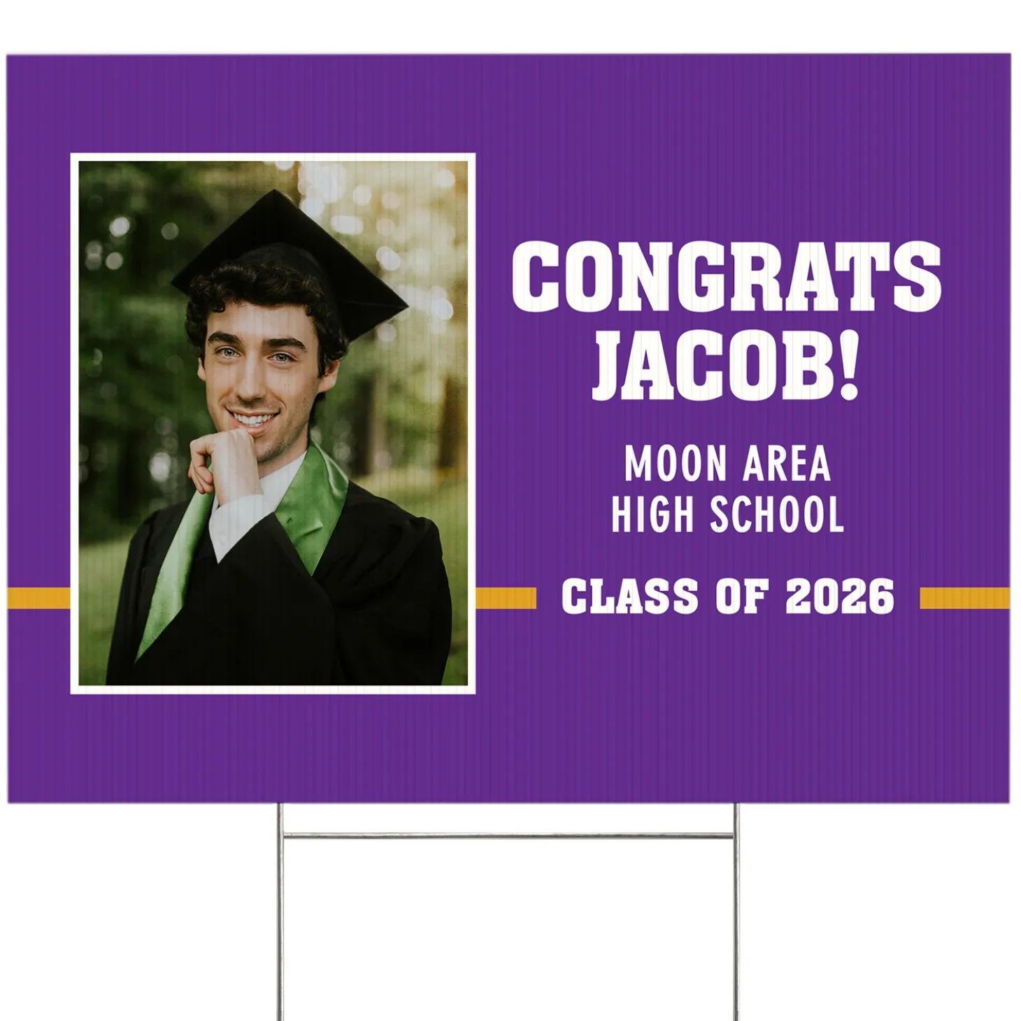 Varsity Stripe Graduation Photo Yard Sign