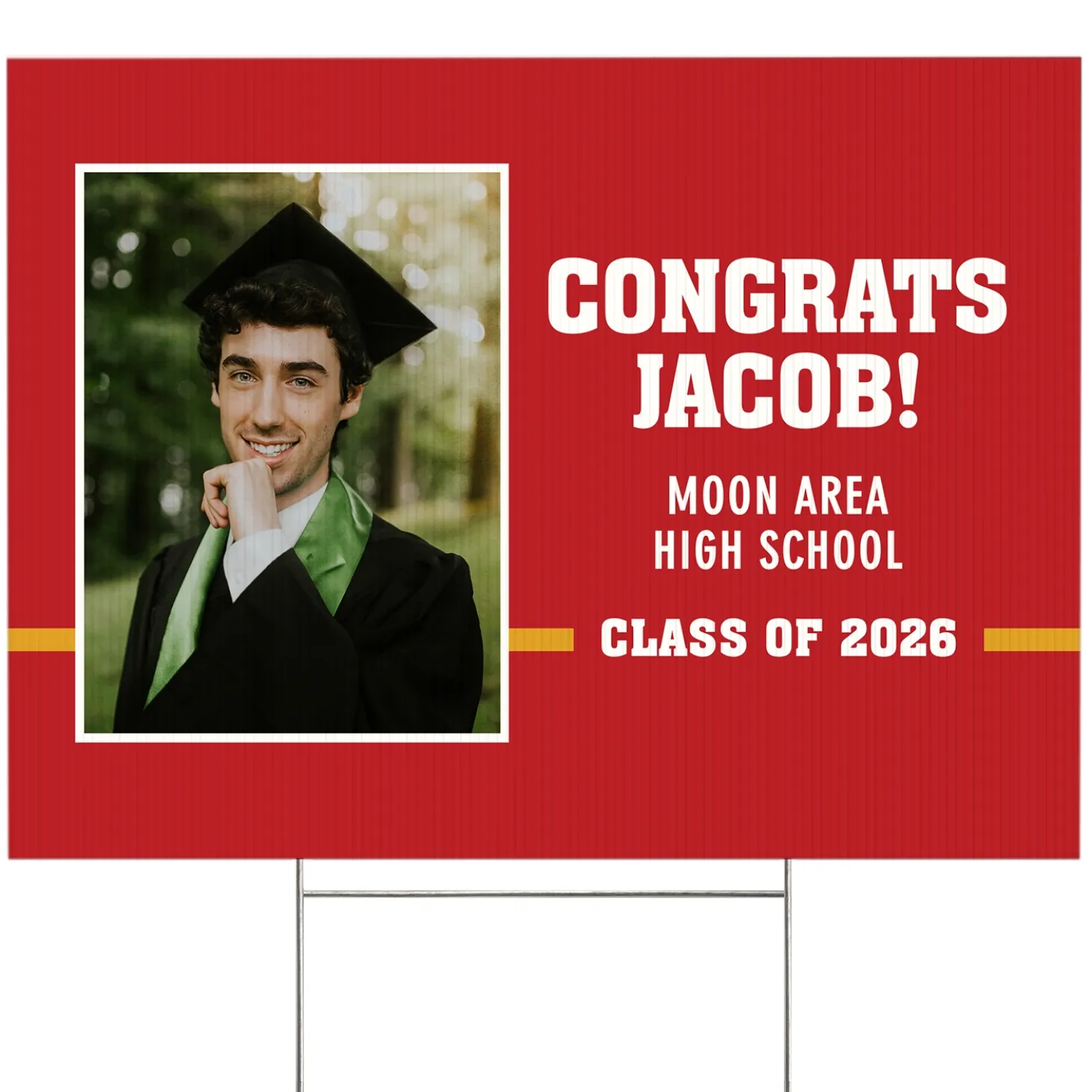 Varsity Stripe Graduation Photo Yard Sign