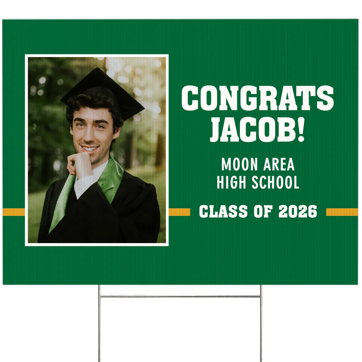 Varsity Stripe Graduation Photo Yard Sign