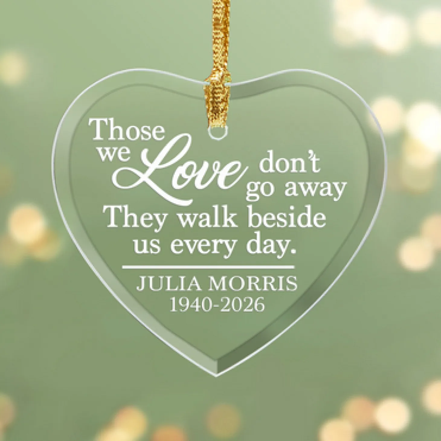 Walk Beside Us Memorial Glass Heart Ornament