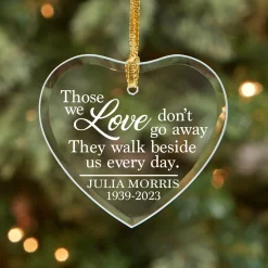 Walk Beside Us Memorial Glass Heart Ornament