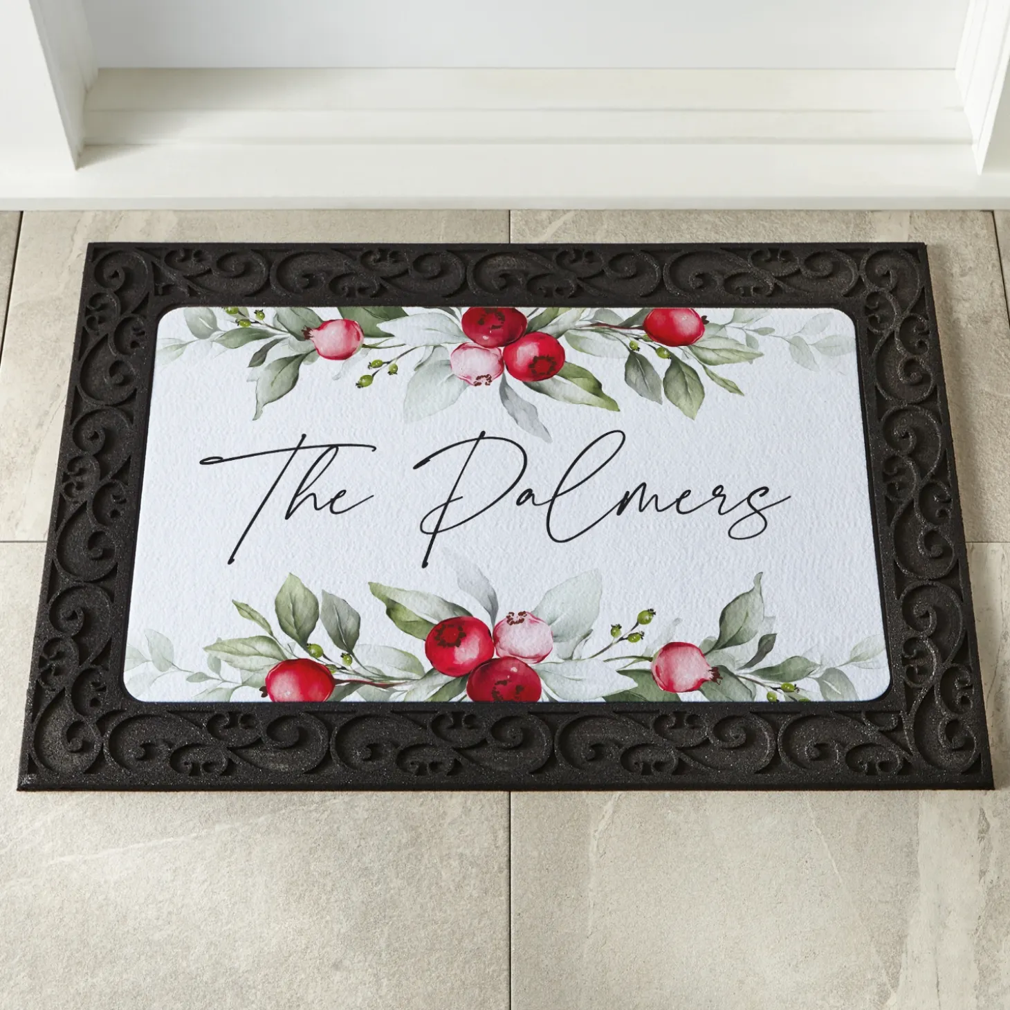 Watercolor Holly Doormat