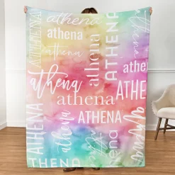 Watercolor Name Plush Blanket
