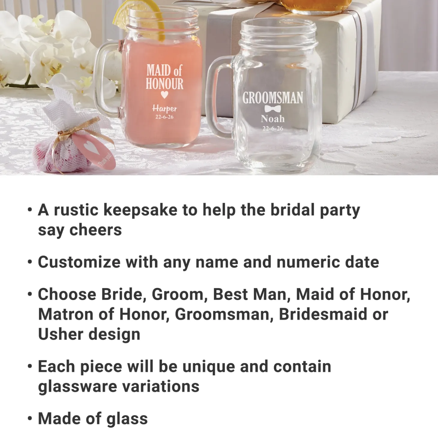 Wedding Party Mason Jar