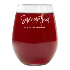 Wedding Party Stemless Wine Glass