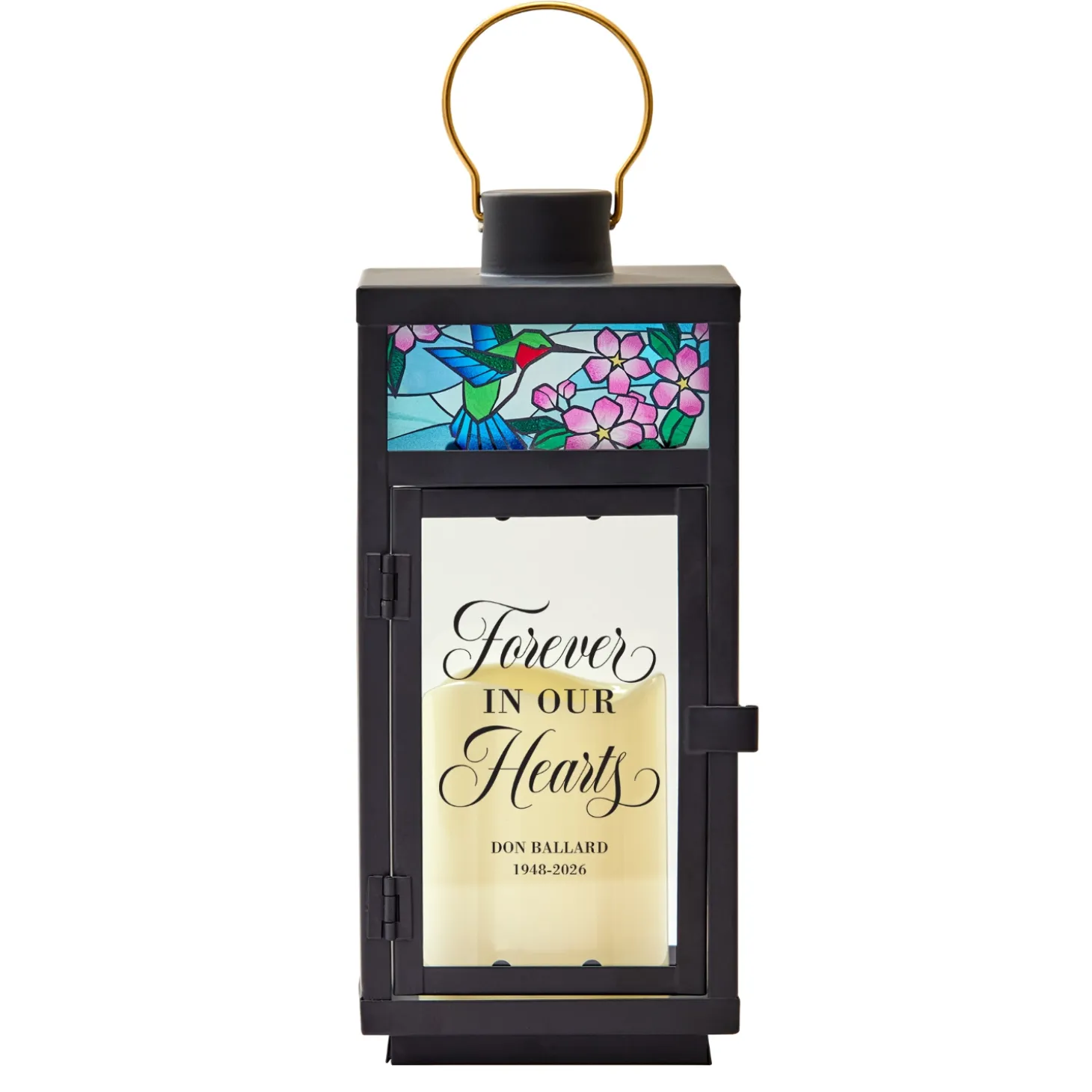 Whispering Wings Stained Glass Memorial Lantern