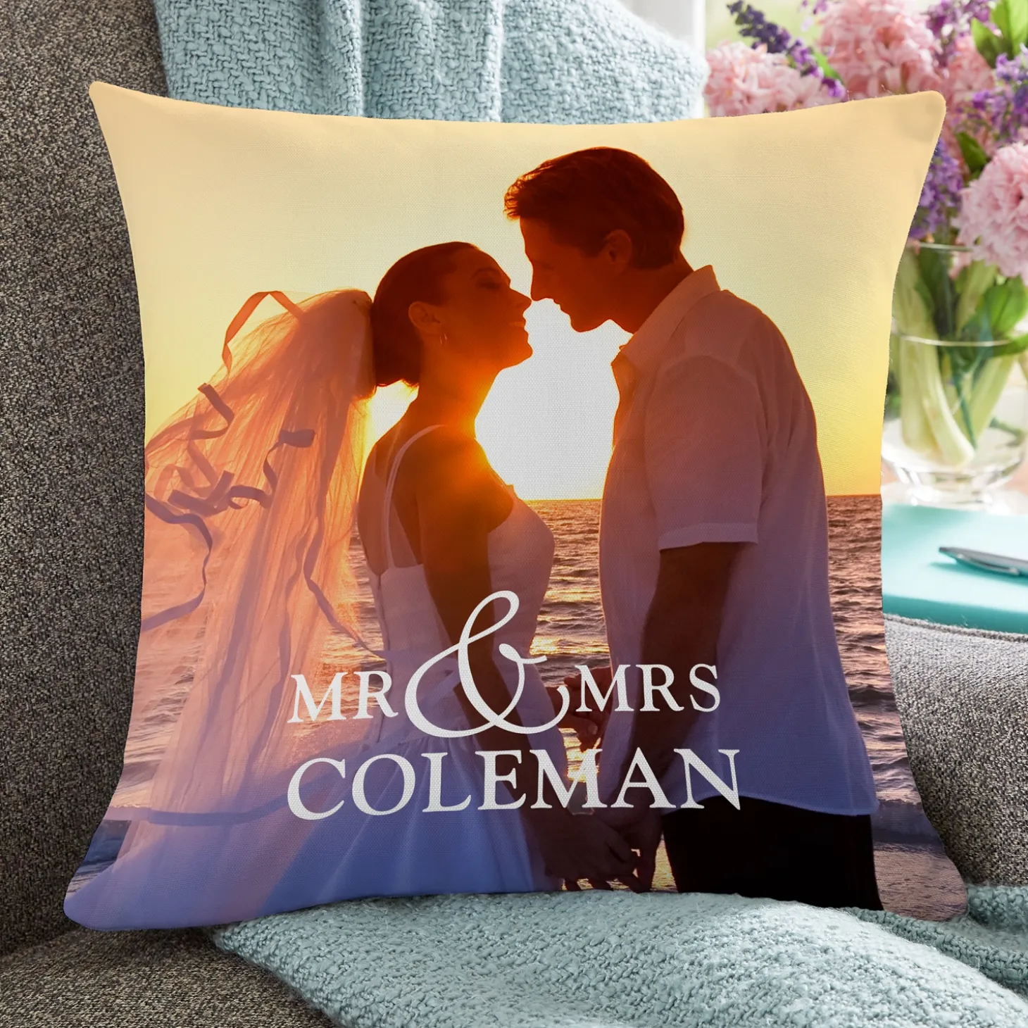 You & Me Wedding Photo Pillow