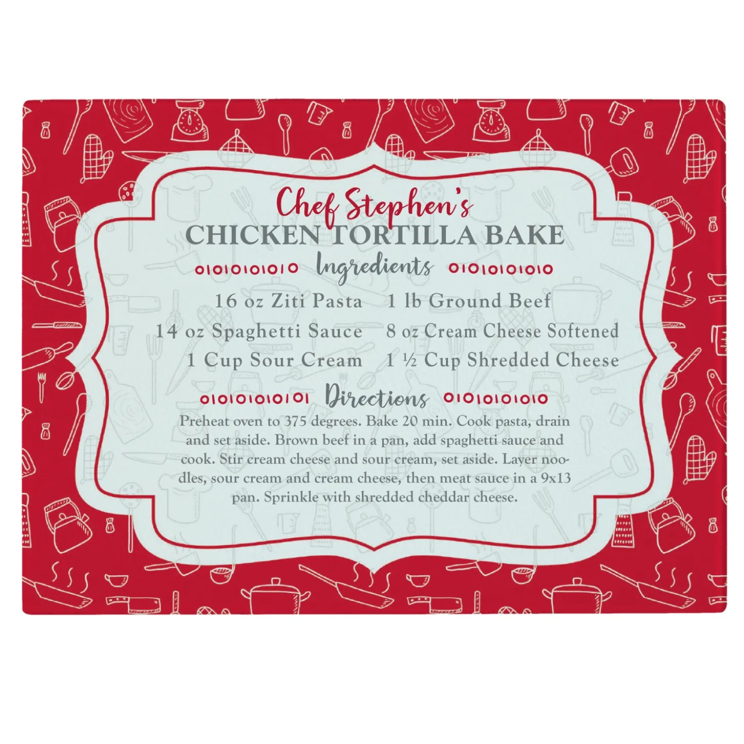 Your Family Recipe Glass Cutting Board